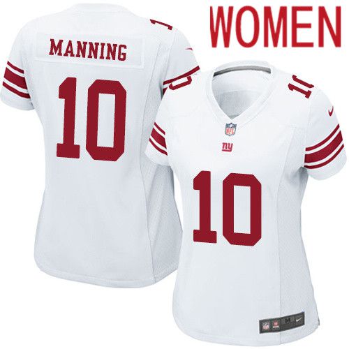Women New York Giants 10 Eli Manning Nike White Game NFL Jersey